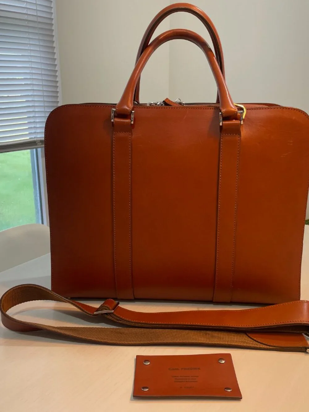 Carl Friedrik Palissy Double Briefcase Cognac Smooth Leather